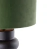 Lampe de table design abat-jour en velours noir vert avec or 35 cm - Alisia