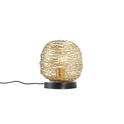 Lampe de table design dorée avec noir 20 cm - Sarella