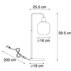 Lampe de table design noire avec verre doré et fumé - Zuzanna