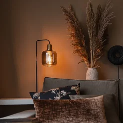 Lampe de table design noire avec verre doré et fumé - Zuzanna