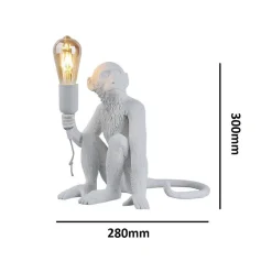 Lampe de Table Design Singe en Résine, Fini Doré, Style Industriel, Ampoule E27 à Filament, Idéale pour une Décoration M