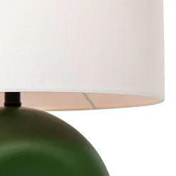 Lampe de table design verte avec abat-jour en lin blanc - Lotti