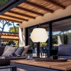 Lampe de table d'extérieur moderne noire avec abat-jour blanc IP44 - Robbert