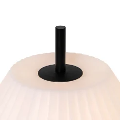 Lampe de table d'extérieur moderne noire avec abat-jour blanc IP44 - Robbert