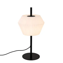 Lampe de table d'extérieur moderne noire avec abat-jour blanc IP44 - Robbert