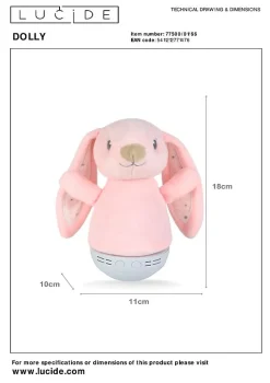 Lampe de table DOLLY en abs avec LED intégré - Rose - Lucide