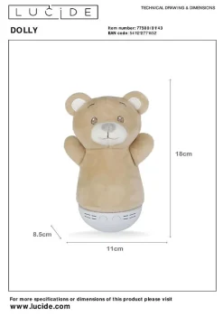 Lampe de table DOLLY en abs avec LED intégré - Brun - Lucide