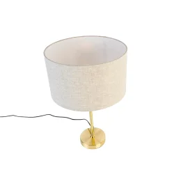 Lampe de table dorée réglable avec abat-jour gris clair 35 cm - Parte