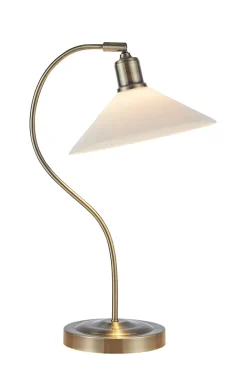 Lampe de table E27 40W IP20 blanc/laiton antique - Markslöjd - Vela
