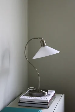 Lampe de table E27 40W IP20 blanc/laiton antique - Markslöjd - Vela