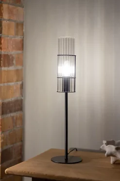 Lampe de table E14 40W max, noir et verre ondulé - Markslöjd - Tubo
