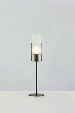 Lampe de table E14 40W max, noir et verre ondulé - Markslöjd - Tubo