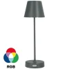 Lampe de table EDO NELI LED 2,7 W grise avec batterie 2200 mAh IP54 RGB 200 lm hauteur 33 cm NELI EDO