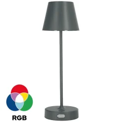 Lampe de table EDO NELI LED 2,7 W grise avec batterie 2200 mAh IP54 RGB 200 lm hauteur 33 cm NELI EDO