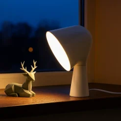 Lampe de table en ABS blanc Design moderne et compact, douille E14