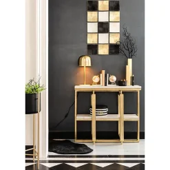 Lampe de table en métal doré 20.5x20.5x49 cm