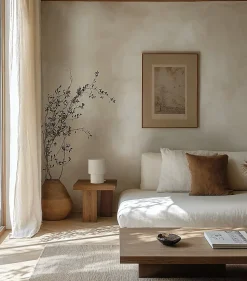 Lampe de table en plâtre beige E27