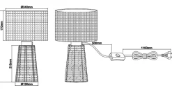 Lampe de table en rotin et jute STRAW