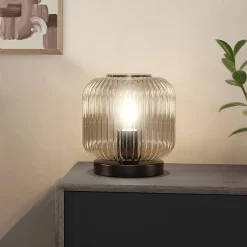 Lampe de table en verre LILY - Gris fumé