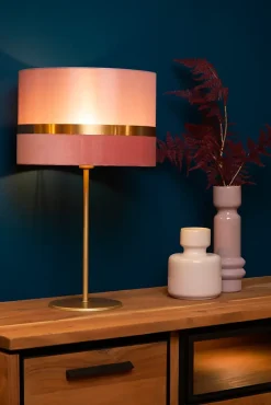 Lampe de table EXTRAVAGANZA TUSSE en lin avec 1xE14 - Rose - Lucide