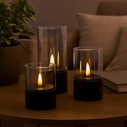 Lampe de table extérieure BOUGIE noir/verre fumé plastique/verre - LED IP44