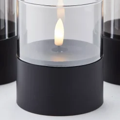 Lampe de table extérieure BOUGIE noir/verre fumé plastique/verre - LED IP44