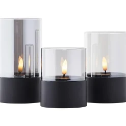 Lampe de table extérieure BOUGIE noir/verre fumé plastique/verre - LED IP44