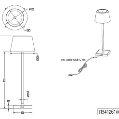 Lampe de table extérieure autonome rechargeable - Trio - Sanchez