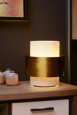 Lampe de table FIRMIN en verre avec 1xE27 - Or Mat / Laiton - Lucide