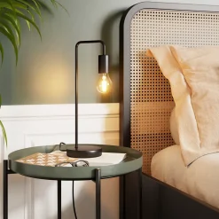 Lampe de table Ghlin E27 15W L.17xL.13xH.42cm noir GoodHome