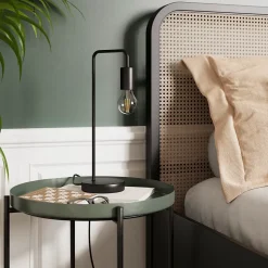 Lampe de table Ghlin E27 15W L.17xL.13xH.42cm noir GoodHome