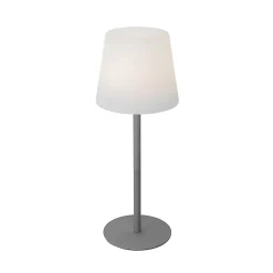 Lampe de table grise rechargeable avec LED et variateur IP54 - Jude