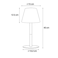 Lampe de table grise rechargeable avec LED et variateur IP54 - Jude