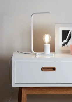 Lampe de table incandescent Darrah GoodHome E27 blanc mat