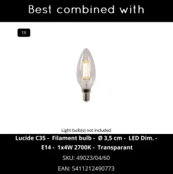 Lampe de table JANY en verre avec 1xE14 - Or Mat / Laiton - Lucide