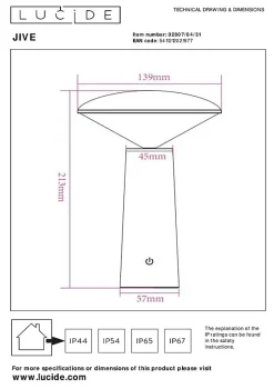 Lampe de table JIVE en abs avec LED intégré - Blanc - Lucide