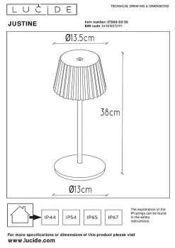Lampe de table JUSTINE en aluminium avec LED intégré - Noir - Lucide