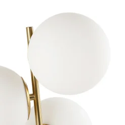 Lampe de Table KAVALA avec Trois Boules de Cristal Blanc 15cm, Structure en Métal Doré 3E27 Design Élégant et Fonction