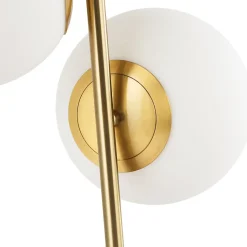 Lampe de Table KAVALA avec Trois Boules de Cristal Blanc 15cm, Structure en Métal Doré 3E27 Design Élégant et Fonction