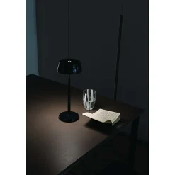 Lampe de table LED connectée Wi-Fi Zafferano Sister Light noire nacrée rechargeable dimmable 2200/2700/3000/4000K 3,2W h 33 cm