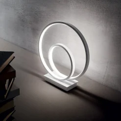 Lampe de table LED décorative Swirl intégrée dorée, 3000K