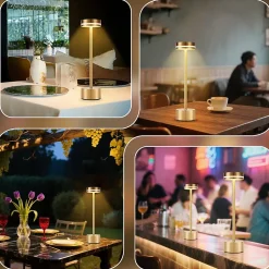 Lampe de table led nettlife sans fil, à piles, à intensité variable, rechargeable par usb-c, tactile, dorée, (dorée, lot de 2)