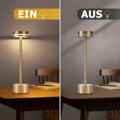 Lampe de table led nettlife sans fil, à piles, à intensité variable, rechargeable par usb-c, tactile, dorée, (dorée, lot de 2)
