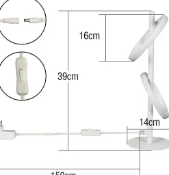 Lampe de table led nettlife lampe de bureau rotative moderne en forme d'anneau pour salon