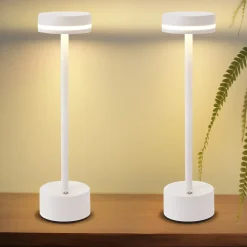 Lampe de table led nettlife à piles, sans fil, à intensité variable, rechargeable par usb-c, tactile (blanc, lot de 2)
