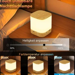 Lampe de table led nettlife avec 3 températures de couleur, lampe de chevet, batterie 3600 mah, usb