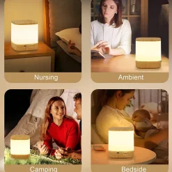 Lampe de table led nettlife avec 3 températures de couleur, lampe de chevet, batterie 3600 mah, usb