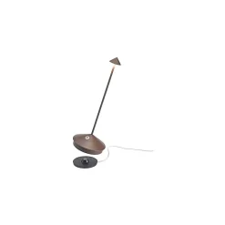 Lampe de table LED Pina Pro Corten rechargeable et dimmable sans fil Zafferano 2200-2700-3000K