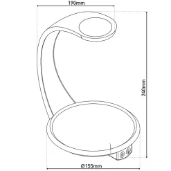 Lampe de table LED pour plantes de 24 cm de haut, en métal et plastique blanc, avec LED intégrée