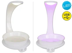 Lampe de table LED pour plantes de 24 cm de haut, en métal et plastique blanc, avec LED intégrée